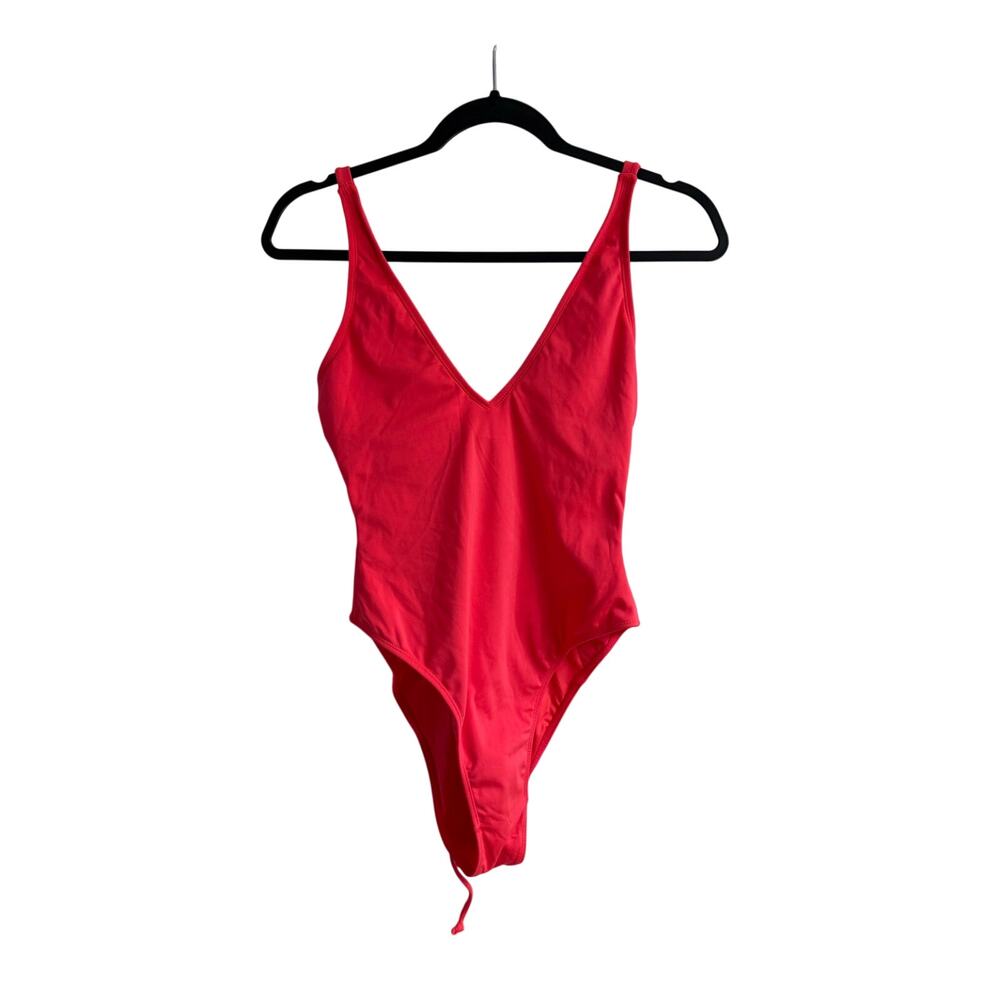 TA3 Hi Cut Plungey One-Piece Swimsuit Hot Coral Size M Regular/Long